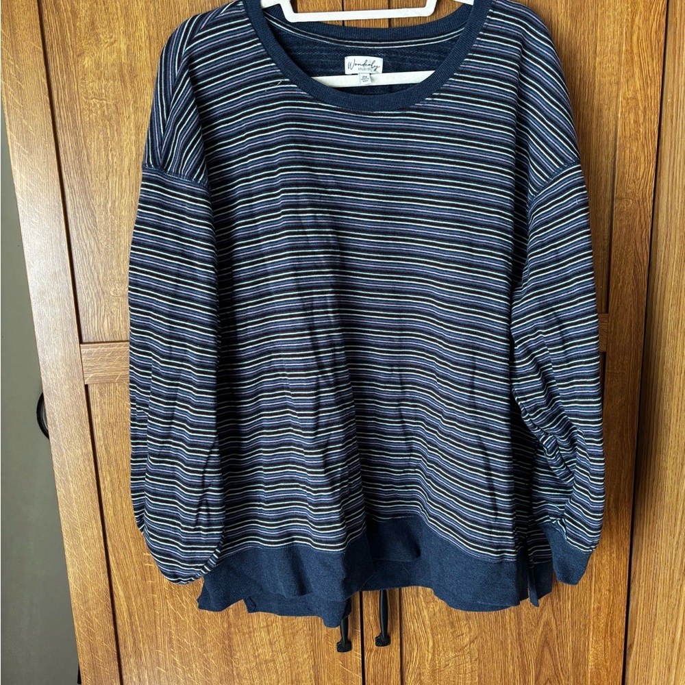 Wonderly Striped Sweatshirt Casual Knit Crew Neck